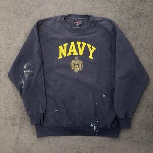 Vintage 90s Navy Academy Naval Sweatshirt Crewneck Size 2XL NAVY BLUE military
